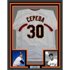 Framed Autographed/Signed Orlando Cepeda 35x39 San Francisco White Baseball Jersey Beckett BAS COA by Hall of Fame Sports Memorabilia