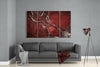 Red Crack 4 Pieces Mega Glass Wall Art (59"x36") by Insigneart USA