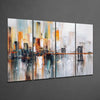 Manhattan Silhouette 4 Pieces Mega Glass Wall Art (59"x36") by Insigneart USA
