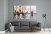 Manhattan Silhouette 4 Pieces Mega Glass Wall Art (59"x36") by Insigneart USA