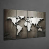 World Map 4 Pieces Mega Glass Wall Art (59"x36") by Insigneart USA