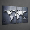 World Map 4 Pieces Mega Glass Wall Art (59"x36") by Insigneart USA