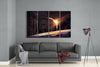 Sunset at the Space 4 Pieces Mega Glass Wall Art (59"x36") by Insigneart USA