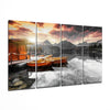 Sunset and Boats 4 Pieces Mega Glass Wall Art (59"x36") by Insigneart USA