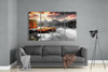 Sunset and Boats 4 Pieces Mega Glass Wall Art (59"x36") by Insigneart USA