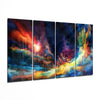 Colorful Space 4 Pieces Mega Glass Wall Art (59"x36") by Insigneart USA