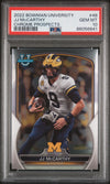 Graded 2022 Topps Bowman University JJ McCarthy #48 Chrome Prospects Rookie RC Football Card PSA 10 Gem Mint