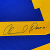Framed Autographed/Signed Orlando Pace HOF 16 35x39 Los Angeles LA Blue Football Jersey JSA COA