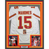 Framed Autographed/Signed Patrick Mahomes 35x39 Kansas City White Football Jersey JSA COA