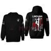 Patriotic Lineman USA Flag Work Hoodie by Dog Mom Hat