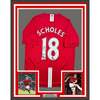 Framed Autographed/Signed Paul Scholes 35x39 Manchester United Red Soccer Jersey Beckett BAS COA by Hall of Fame Sports Memorabilia