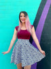 Retro Boat Neck Top in Burgundy by Retrolicious