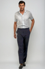Pleated Wool Trouser Pants - Navy Plaid by Buki