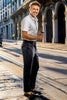 Pleated Wool Trouser Pants - Navy by Buki