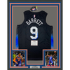 Framed Autographed/Signed RJ R.J. Barrett 35x39 New York Knicks Black City Basketball Jersey Fanatics COA