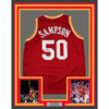 Framed Autographed/Signed Ralph Sampson 35x39 Houston Red Basketball Jersey JSA COA by Hall of Fame Sports Memorabilia