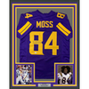Framed Autographed/Signed Randy Moss 35x39 Minnesota Color Rush Purple Football Jersey Beckett BAS COA