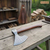 Field Ready Camping Axe, Artisan Pattern Steel Blade, Balanced Wood Handle by JW SteelCrafts