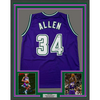 Framed Autographed/Signed Ray Allen 35x39 Milwaukee Purple Basketball Jersey Beckett BAS COA