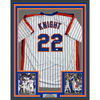 Framed Autographed/Signed Ray Knight 35x39 New York Pinstripe Baseball Jersey Beckett BAS COA