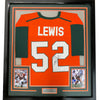 Framed Autographed/Signed Ray Lewis 35x39 Miami Orange College Football Jersey JSA COA