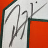 Framed Autographed/Signed Ray Lewis 35x39 Miami Orange College Football Jersey JSA COA