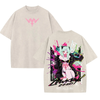 Rebecca Cyberpunk Edgerunners Double Printed Acid Washed T-Shirt by Dog Mom Hat