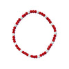 Red Zone Iced Out Baseball Bead Necklace | Red & White