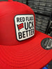 Red Flags Fuck Better | 7 Panel Canvas Patch Hat by Luckless Outfitters
