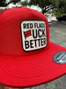 Red Flags Fuck Better | 7 Panel Canvas Patch Hat by Luckless Outfitters