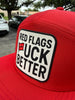 Red Flags Fuck Better | 7 Panel Canvas Patch Hat by Luckless Outfitters
