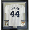 Framed Autographed/Signed Reggie Jackson 35x39 New York Pinstripe Baseball Jersey JSA COA by Hall of Fame Sports Memorabilia