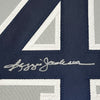 Framed Autographed/Signed Reggie Jackson 35x39 New York Grey Baseball Jersey JSA COA