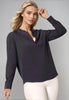 Resort Vee Long Sleeve Popover Shirt - Navy by Buki