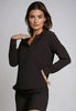 Resort Vee Long Sleeve Popover Shirt - Black by Buki