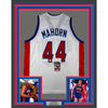 Framed Autographed/Signed Rick Mahorn 35x39 Detroit White Basketball Jersey JSA COA