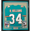 Framed Autographed/Signed Ricky Williams 35x39 Miami Teal Football Jersey JSA COA