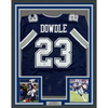 Framed Autographed/Signed Rico Dowdle 35x39 Dallas Blue Football Jersey Beckett BAS COA