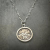 Sterling Silver Horse Necklace | Galloping Horse Mountain Scene Silver Necklace by mend metalworks