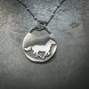 Sterling Silver Horse Talisman Necklace | Galloping Horse on Full Moon by mend metalworks