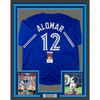 Framed Autographed/Signed Roberto Alomar 35x39 Toronto Blue Baseball Jersey JSA COA