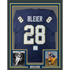 Framed Autographed/Signed Rocky Bleier 35x39 Notre Dame Blue College Football Jersey JSA COA