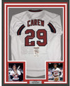 Framed Autographed/Signed Rod Carew 35x39 California White Baseball Jersey JSA COA