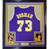 Framed Autographed/Signed Dennis Rodman 35x39 Los Angeles LA Purple Basketball Jersey PSA/DNA COA