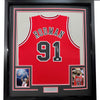 Framed Autographed/Signed Dennis Rodman 35x39 Chicago Red Basketball Jersey JSA COA