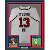 Framed Autographed/Signed Ronald Acuna Jr. 35x39 It's Over Majestic Atlanta Braves White Baseball Jersey JSA COA