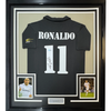 Framed Autographed/Signed Ronaldo Nazario 35x39 Real Madrid Black Soccer Jersey Beckett BAS COA by Hall of Fame Sports Memorabilia