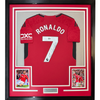 Framed Autographed/Signed Cristiano Ronaldo 35x39 Manchester United Red Soccer Jersey Beckett BAS COA