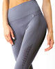 Mesh Seamless Legging With Ribbing Detail - Grey Purple