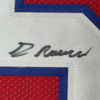 Framed Autographed/Signed Greg Rousseau 35x39 Buffalo Red Football Jersey JSA COA